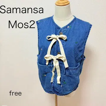 Samansa Mos2 사만사 모스모스 데님 트윌 베스트 자수 리본