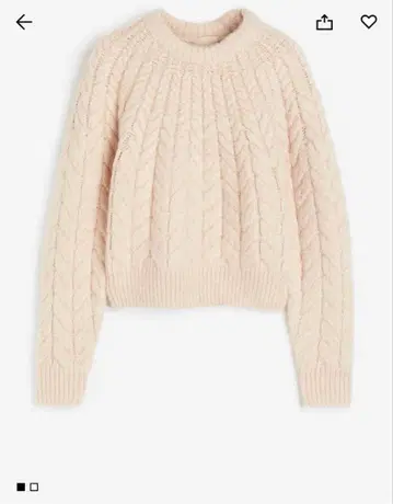 H&M 케이블 니트 스웨터 S 사이즈 파우더 핑크