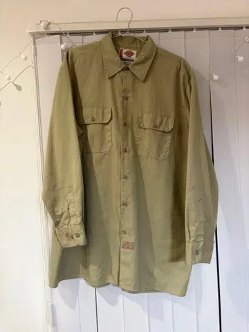 90's Dickies 카키 버튼업 셔츠 2 포켓