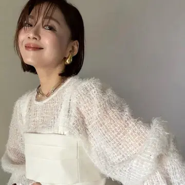 택 포함 새상품 이데알루체 2way 샤기 티셔츠 화이트 돌체