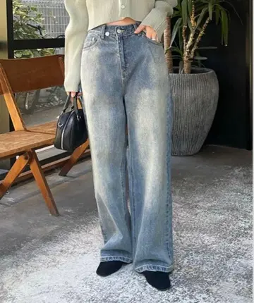 mystic 오버 다이 와이드 데님