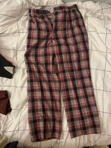 체크 무늬 와이드 팬츠