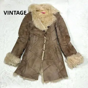 VINTAGE 무스탕 코트 벨트 포함 브라운 프리 사이즈 Y2K