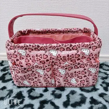 아베일 헬로키티 표범 무늬 갸루 칸막이 포함 보관 케이스 즉시 완판 핑크