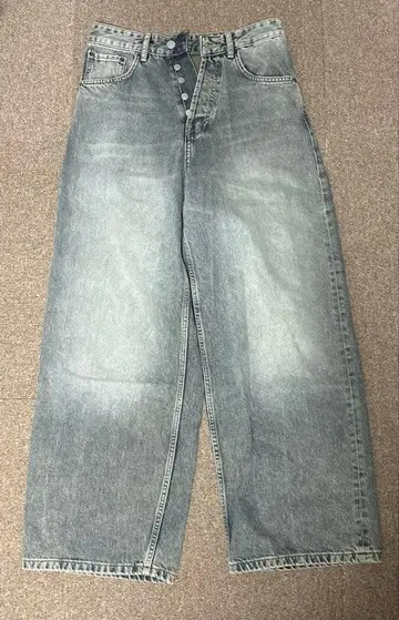 ZARA 엑스트라 배기 핏 청바지 블루/그린 EU34 JP28