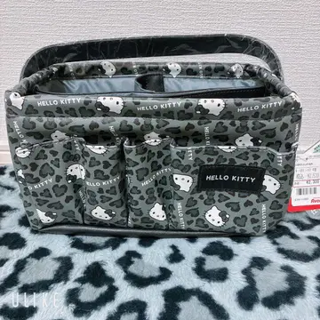 아베일 헬로키티 표범 무늬 블랙 칸막이 포함 보관 케이스 갸루 블랙