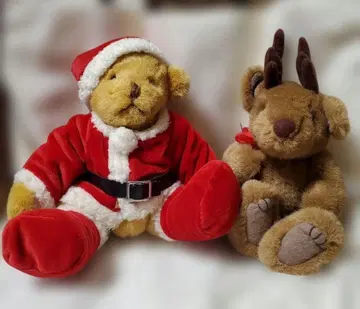 크리스마스 산타 베어 루돌프 봉제 인형 2체 세트