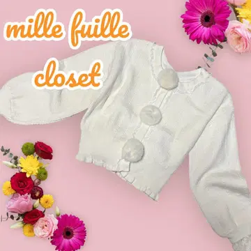 mille fuille closet 폼폼 버튼 리본 레이스 가디건