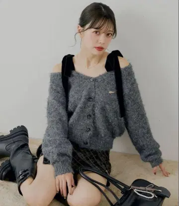 벨로아 리본 루즈 니트 가디건 치코 Chico