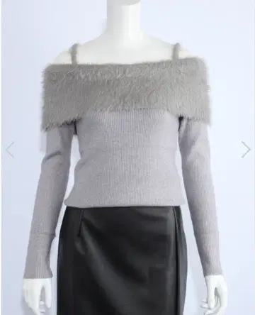 salire 샤기 오프숄더 니트 그레이 미사용 새상품