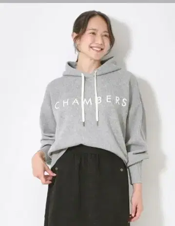 잔파 후드 부착 니트 후드티 그레이