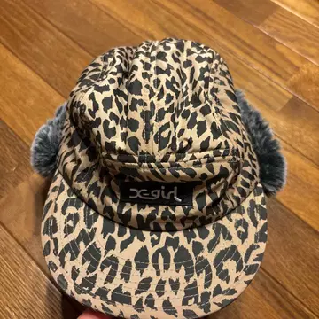 x-girl 레오파드 무늬 플리스 플라이트 캡 ONE SIZE