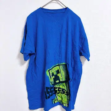 마인크래프트 크리퍼 그래픽 반팔 티셔츠 파랑 그린 Minecraft