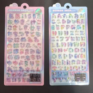 [ 새상품 ] 모자 꽁지 드롭 씰 히라가나 알파벳 레인보우 2장 세트