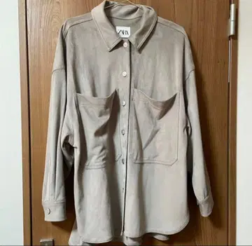 ZARA 셔츠 코듀로이 긴팔 셔츠 L 사이즈 베이지 스웨이드풍