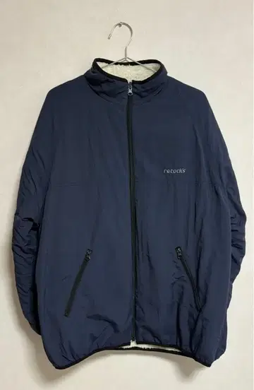 네이비 풀 집업 나일론 자켓