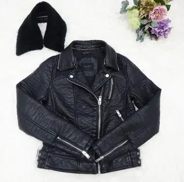 ZARA 블랙 라이더 자켓 퍼 포함