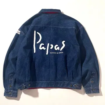 [ 새상품급 ] PAPAS/파파스 데님 자켓 오버 사이즈 로고 프린트