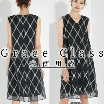 1미사용급 그레이스 클래스 오간 메탈릭 자수 원피스 블랙 S 깔끔함