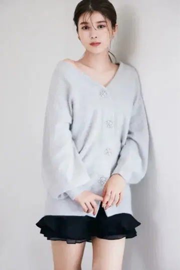 스나이델 비쥬 버튼 가디건 원피스