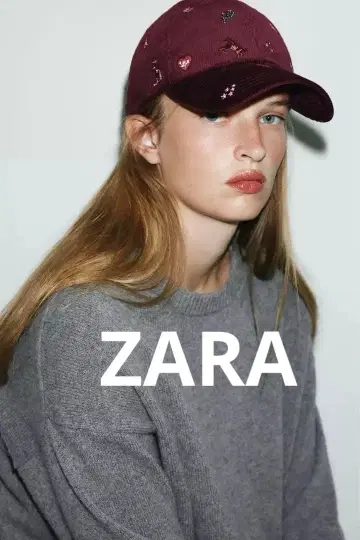 완판 ZARA 금기 2025AW 자수 버건디 캡 코듀로이