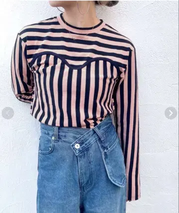 믹스 보더 뷔스티에 롱 T