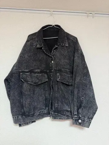 블랙 데님 자켓 오버 사이즈