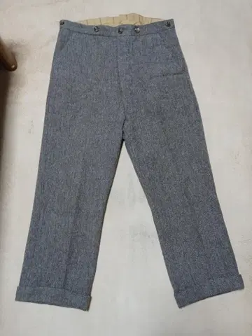 조절 가능한 코스튬 울 플란넬 팬츠와 서스펜더 세트