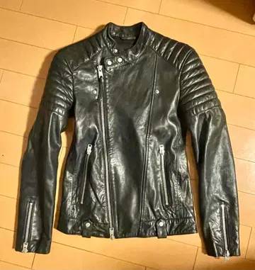 ALLSAINTS 퀼팅 라이더 자켓 블랙 양가죽