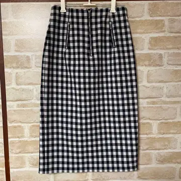 REDYAZEL 깅엄 체크 펜슬 스커트