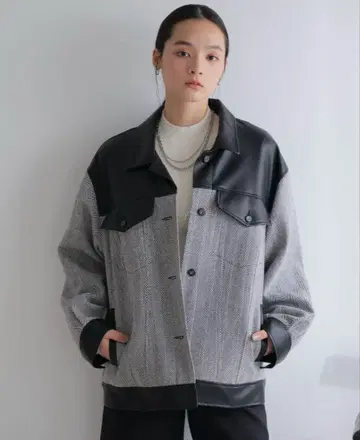 LADYMADE 인조 가죽 패딩 자켓