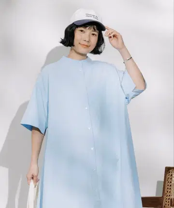 [택 포함 새상품] 프릭스스토어 마오 칼라 숏 슬리브 플레어 원피스