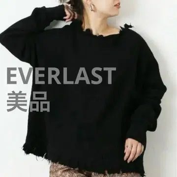 EVERLAST 데미지 블랙 와플 니트 긴팔 스웨터