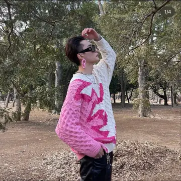 [ 야마게 착용 ] ZARA 케이블 니트 스웨터 긴팔 크림 핑크