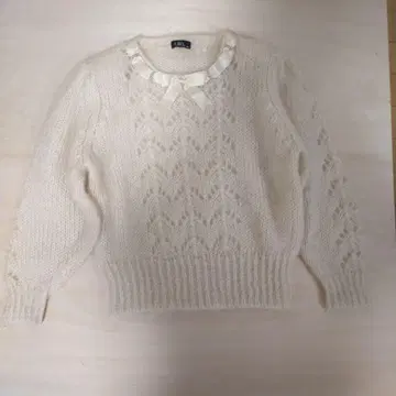 모헤어 혼방 울 아이보리 시스루 니트