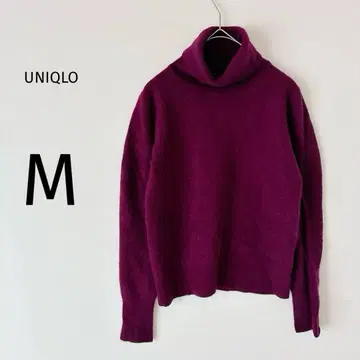 [ 새상품급 ] 유니클로 캐시미어 100% 터틀넥 니트 스웨터 퍼플 M