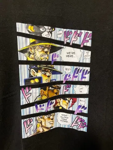 미사용품 죠죠의 기묘한 모험 티셔츠 블랙 사이즈 L