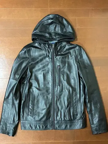 어반 리서치 후드 부착 가죽 자켓 38 양가죽 가죽 후드티 블랙