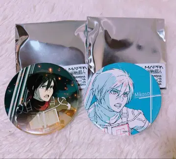 새상품 레어 진격의 거인 미카사 MAPPA 캔뱃지 2개 세트 애니메이션