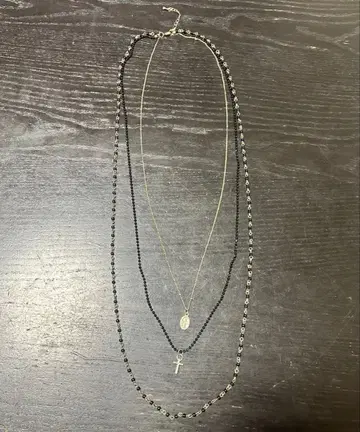 골드 블랙 레이어드 목걸이