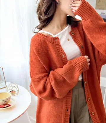 닉 2WAY 로우 게이지 크루넥 풀오버 & 오버 사이즈 가디건