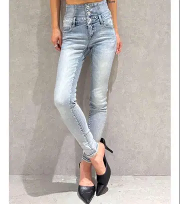 이번 주 가격 인상 GYDA 라이트 블루 스키니 데님 하이웨스트