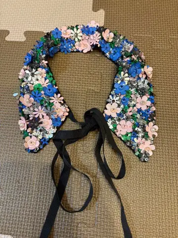 꽃무늬 탈부착 카라 리본 포함