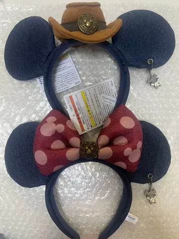 디즈니 미키 미니 데님 웨스턴 머리띠 2개 세트