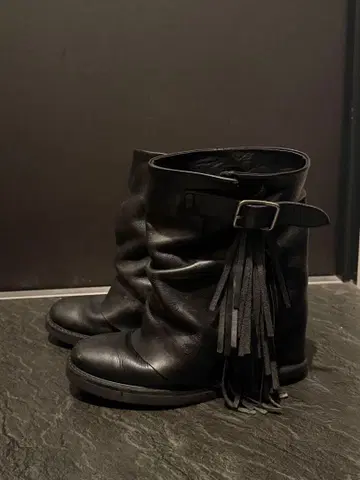 Zucca 샷 부츠 천연 가죽 블랙