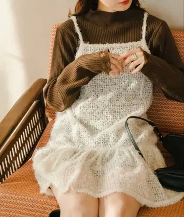 Kastane 카스타네 격자 페더 튜닉 아이보리 프리 미사용 새상품