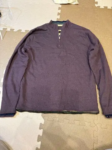 보라색 하프 지퍼 스웨터