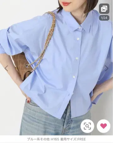 journal standard L'essageCP 무지 자수 숏 셔츠