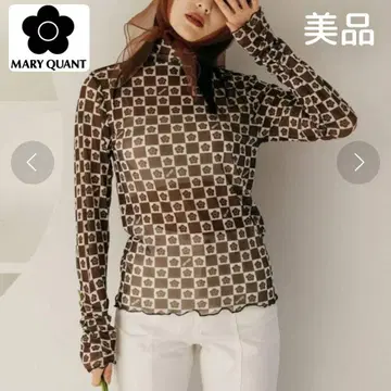 [ 새상품급 ] 마리콴트 x 파브릭스 데이지 체커 시어 탑 브라운