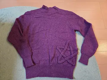 [ 새상품급 ] 에스페라크 트위스트 별 모양 디자인 하이넥 니트 퍼플